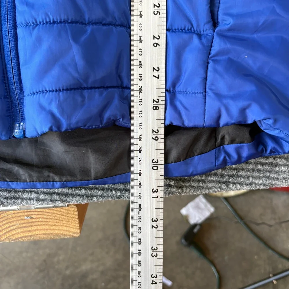 Adidas Royal Blue Quilted Puffer Jacket Hooded 3-Stripe XL 18/20 4347